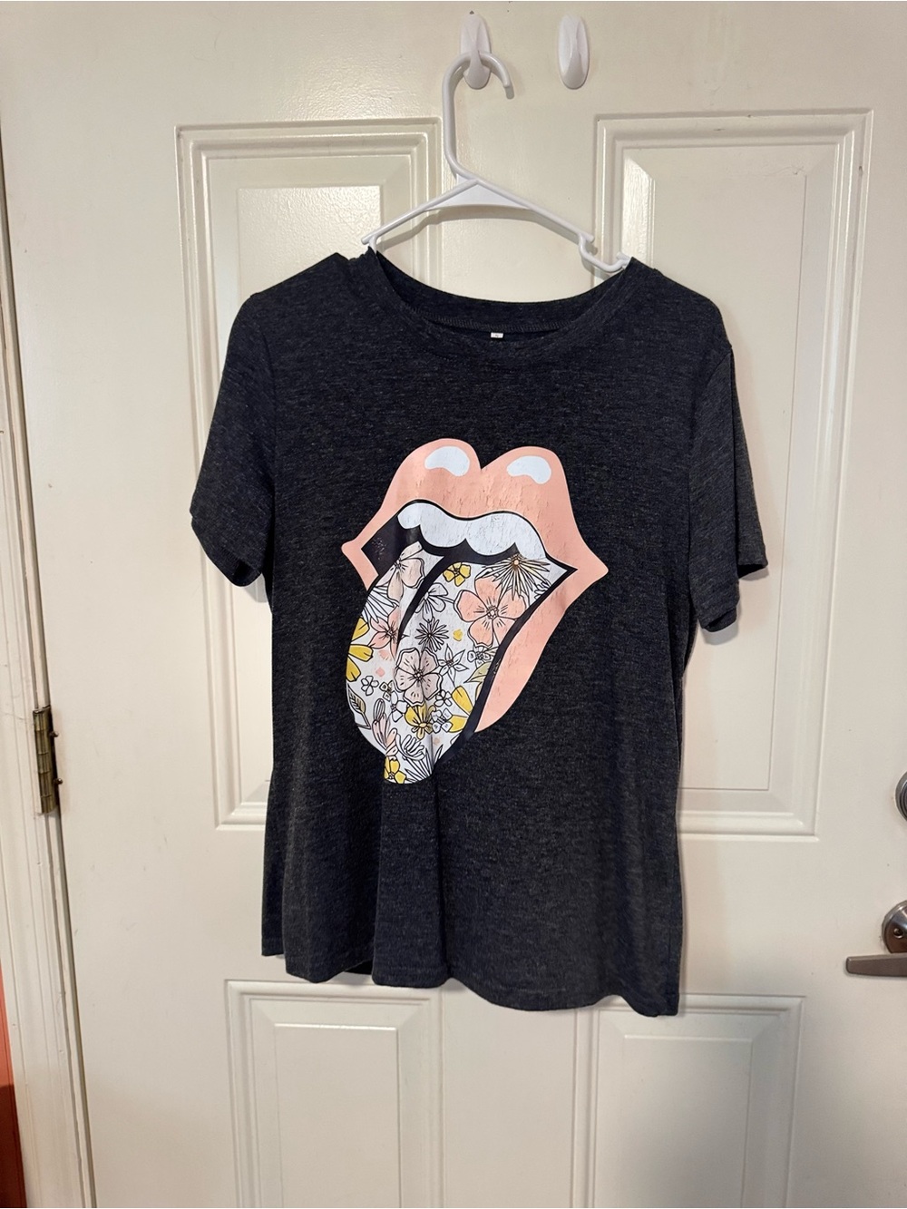 Women’s Dark Graphic Tee with Pink Floral Tongue